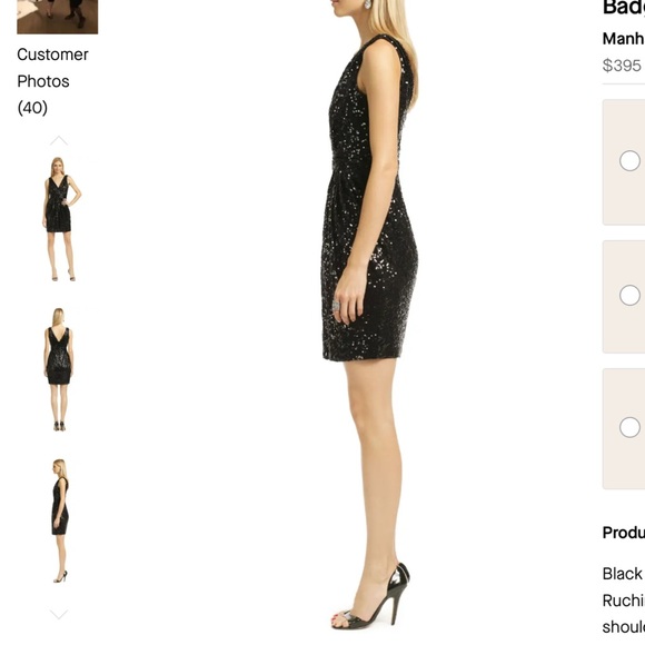 Badgley Mischka Black Sequin Knee Length Cocktail Dress - Picture 3 of 6